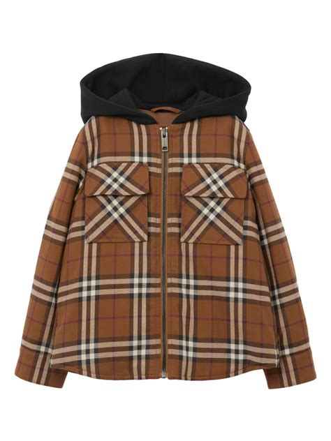 Vintage Check Cotton Hooded Jacket 